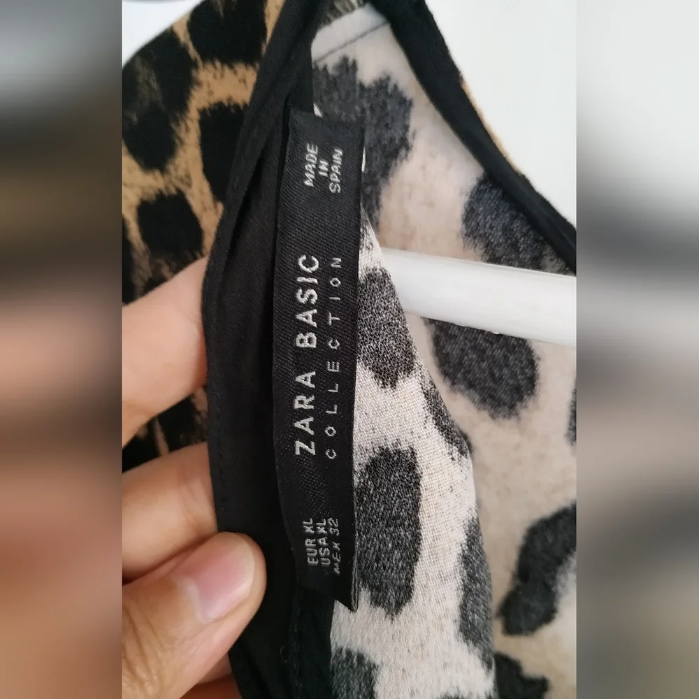 Zara Ruffled Print Leopard Print Top - Picture 3 of 11